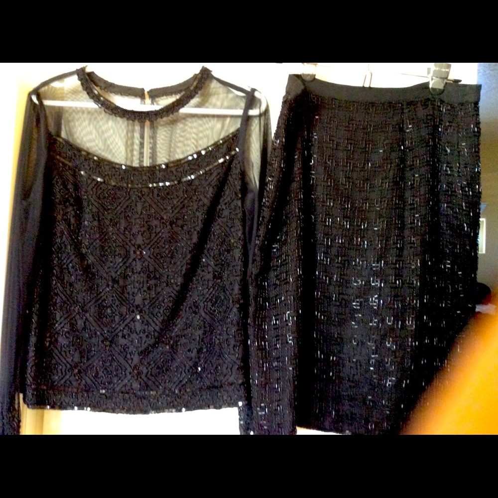 Scala, Black Sequin Evening Outfit. - image 1